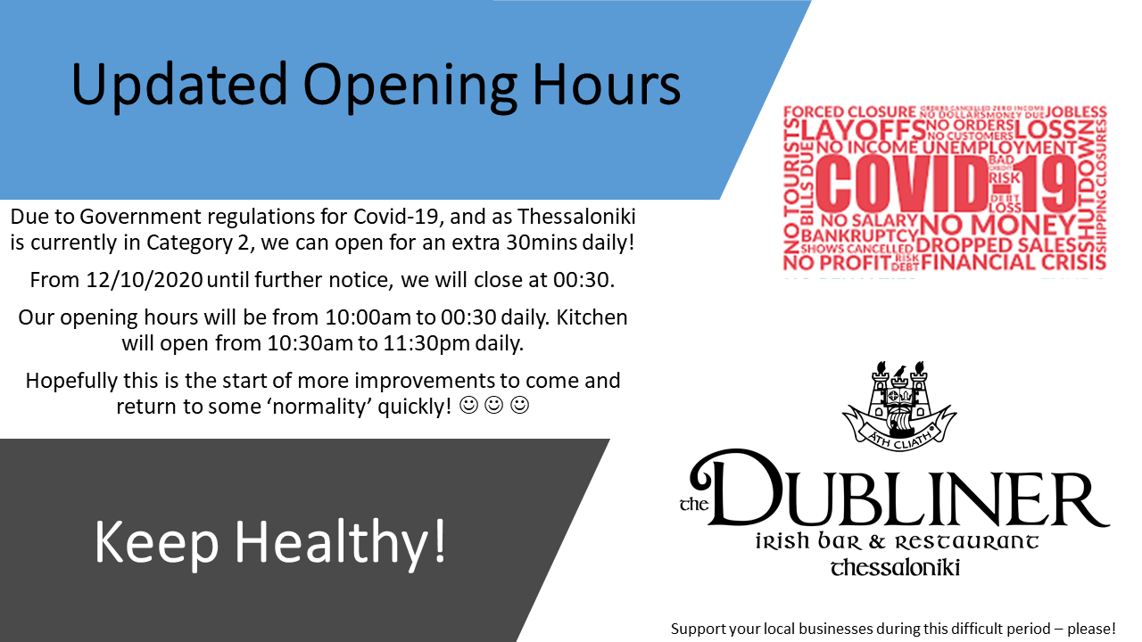Updated Opening Hours The Dubliner Irish Pub